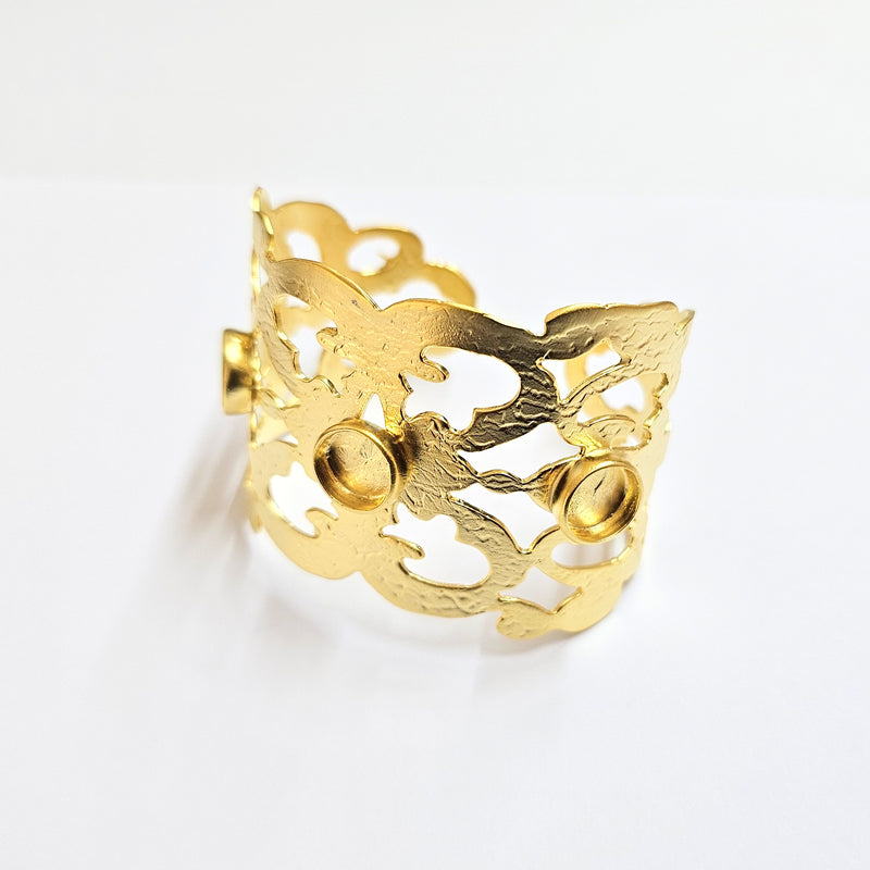 Bracelet Base Blanks Cuff Blanks Adjustable Bracelet Shiny Gold Plated Brass (10mm Blanks) SR901