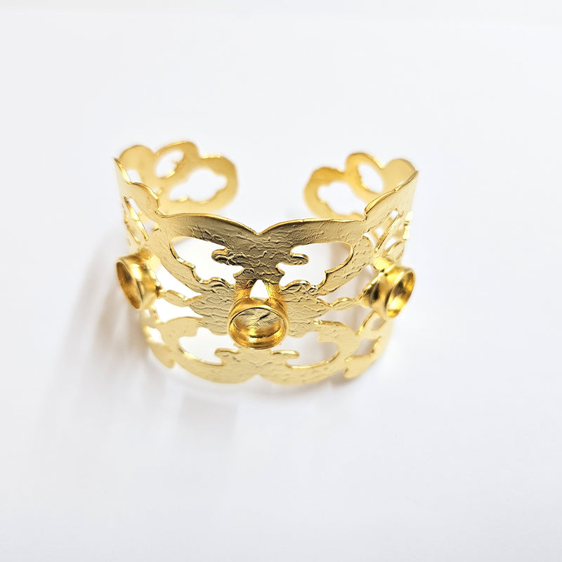 Bracelet Base Blanks Cuff Blanks Adjustable Bracelet Shiny Gold Plated Brass (10mm Blanks) G27035