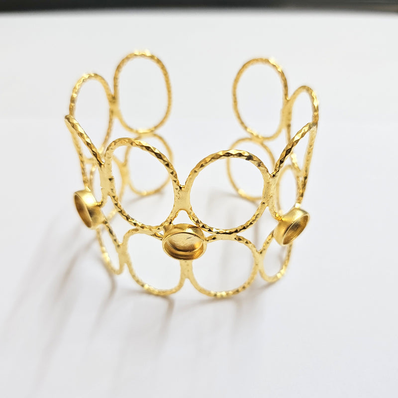 Bracelet Base Blanks Cuff Blanks Adjustable Bracelet Shiny Gold Plated Brass (10mm Blanks) SR900