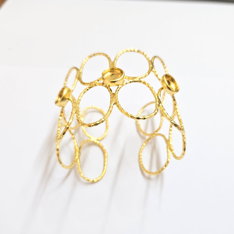 Bracelet Base Blanks Cuff Blanks Adjustable Bracelet Shiny Gold Plated Brass (10mm Blanks) SR900