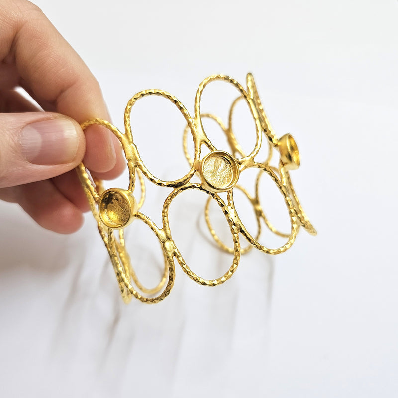 Bracelet Base Blanks Cuff Blanks Adjustable Bracelet Shiny Gold Plated Brass (10mm Blanks) SR900