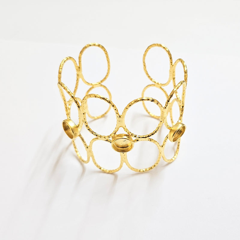 Bracelet Base Blanks Cuff Blanks Adjustable Bracelet Shiny Gold Plated Brass (10mm Blanks) SR900