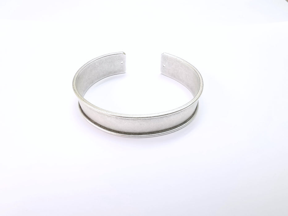 Bracelet Blanks Bangle Blanks Cuff Blanks Adjustable Bracelet Blank Antique Silver Plated Brass ( 15mm ) G7903