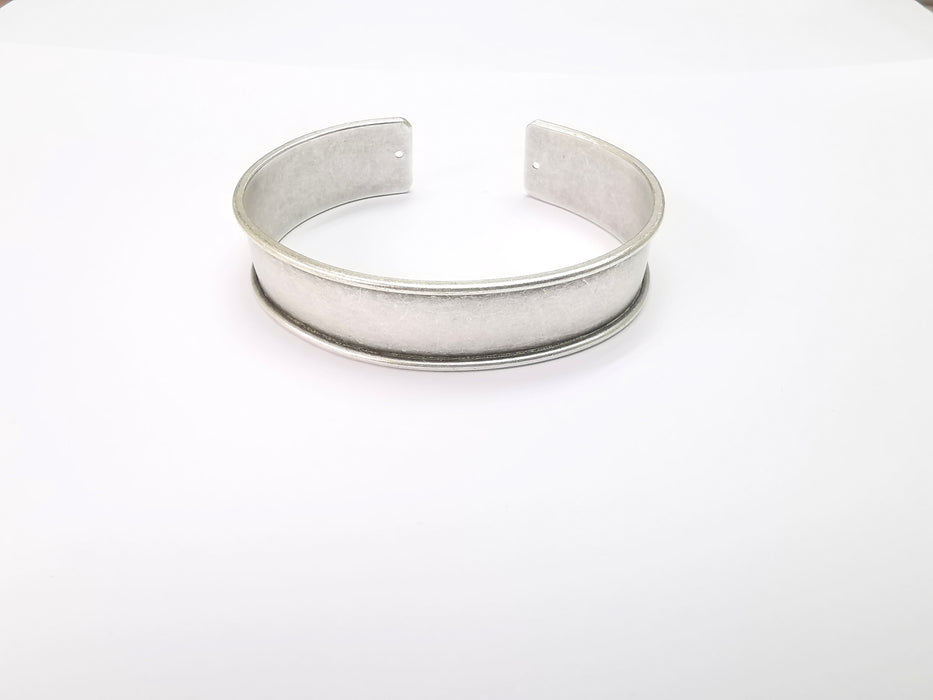 Bracelet Blanks Bangle Blanks Cuff Blanks Adjustable Bracelet Blank Antique Silver Plated Brass ( 15mm ) G7903