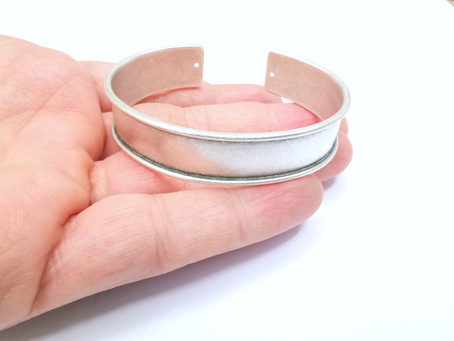 Bracelet Blanks Bangle Blanks Cuff Blanks Adjustable Bracelet Blank Antique Silver Plated Brass ( 15mm ) G7903