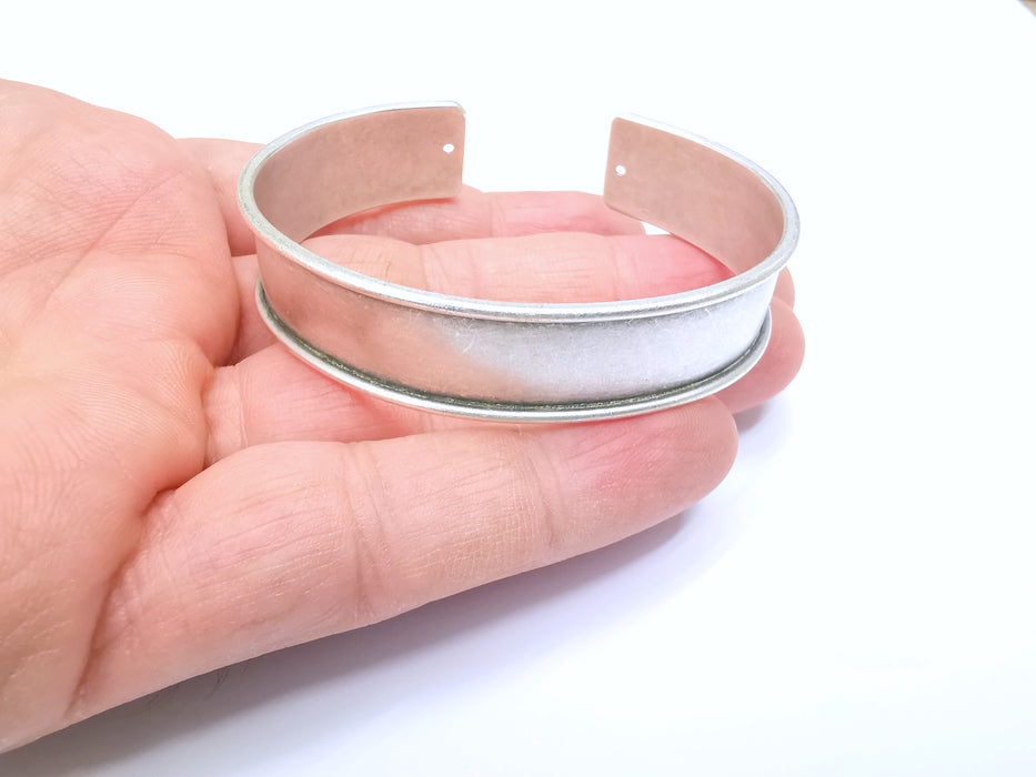 Bracelet Blanks Bangle Blanks Cuff Blanks Adjustable Bracelet Blank Antique Silver Plated Brass ( 15mm ) G7903