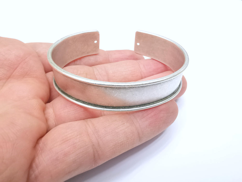 Bracelet Blanks Bangle Blanks Cuff Blanks Adjustable Bracelet Blank Antique Silver Plated Brass ( 15mm ) G7903