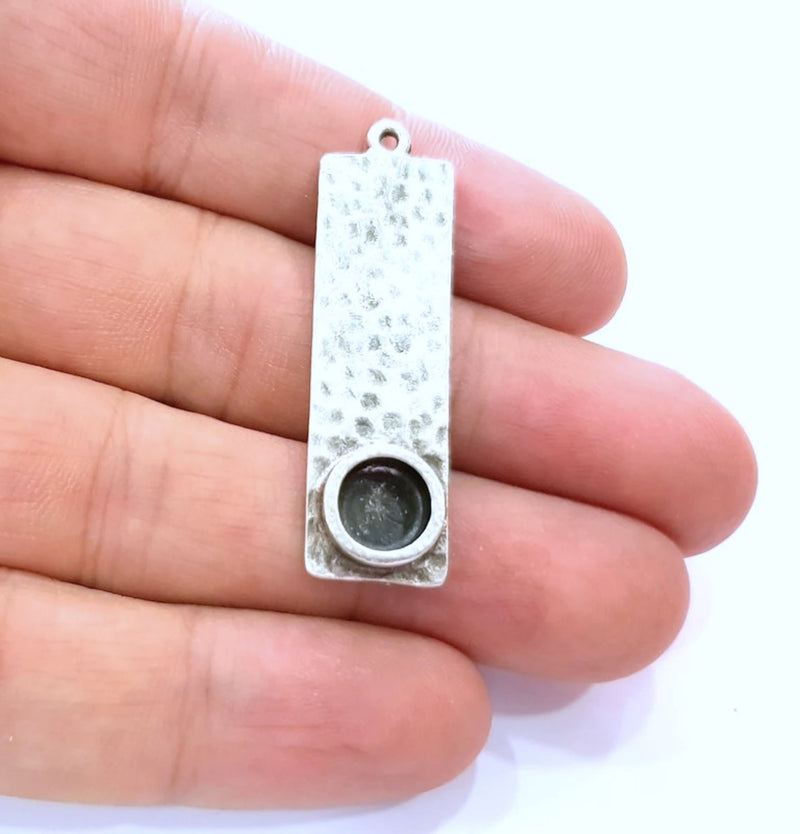 2 Pcs Hammered Base Blank inlay Blank Earring Base Resin Blank Mosaic Mountings Antique Silver Plated Metal (8 mm blank )  G13691