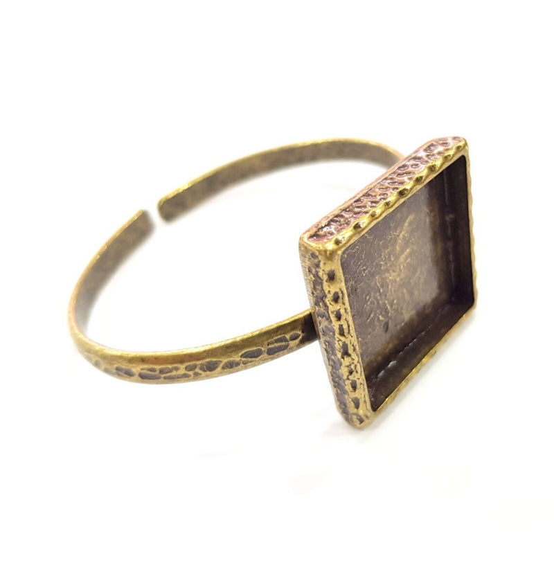 Bracelet Blank Cuff Bezel Resin Cuff inlay Blank Glass Cabochon Base Bezel Hammered Adjustable Antique Bronze Bracelet (25x25mm ) G15989