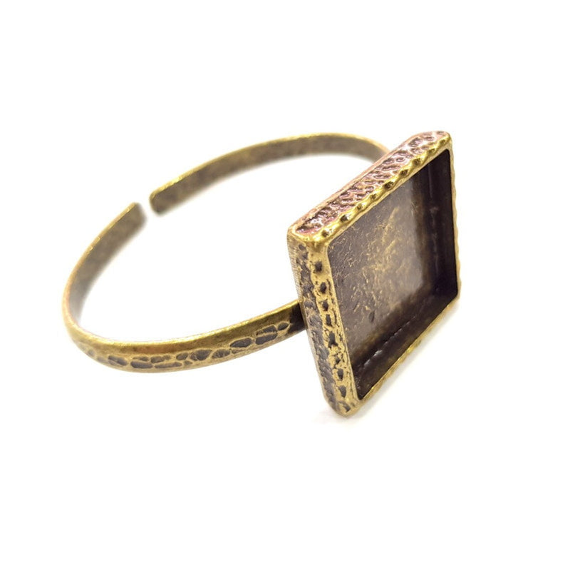 Bracelet Blank Cuff Bezel Resin Cuff inlay Blank Glass Cabochon Base Bezel Hammered Adjustable Antique Bronze Bracelet (25x25mm ) G15989