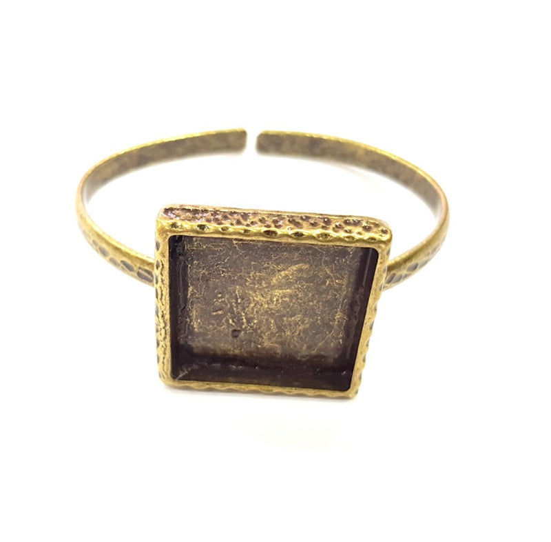 Bracelet Blank Cuff Bezel Resin Cuff inlay Blank Glass Cabochon Base Bezel Hammered Adjustable Antique Bronze Bracelet (25x25mm ) G15989