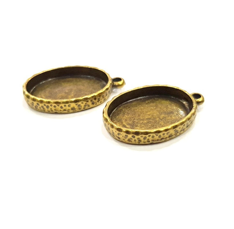 2 Hammered Base Resin Base Pendant Blank inlay Blank Mosaic Blank Bezel Setting Mountings Antique Bronze Plated Metal (25x18mm blank) G19846