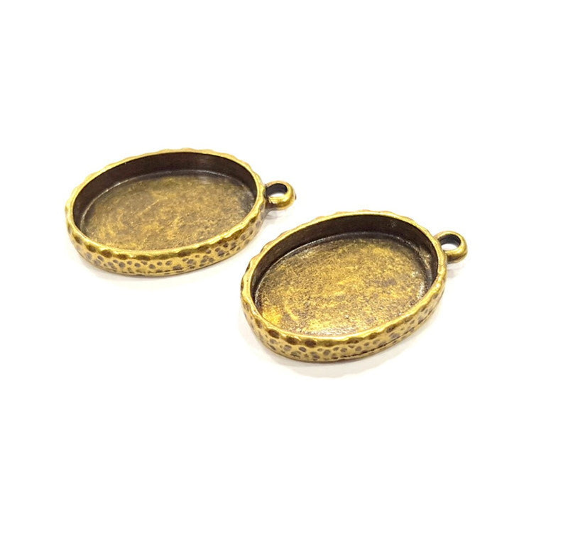 2 Hammered Base Resin Base Pendant Blank inlay Blank Mosaic Blank Bezel Setting Mountings Antique Bronze Plated Metal (25x18mm blank) G19846