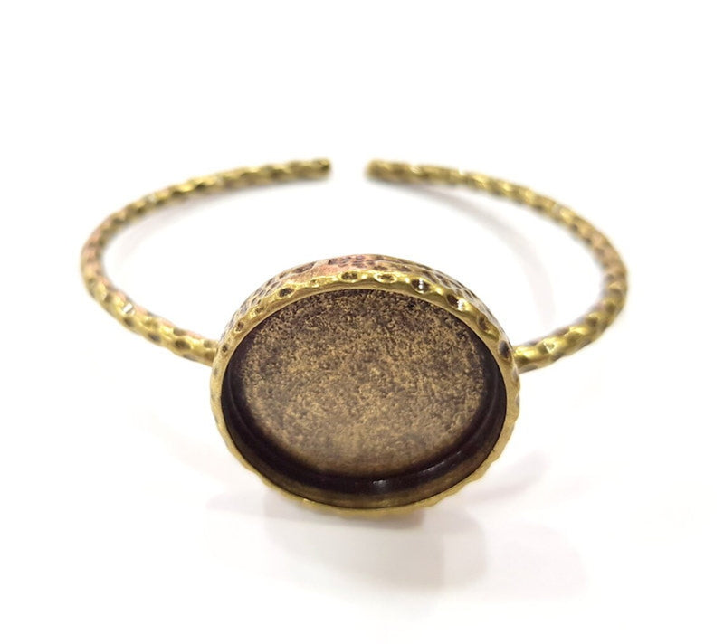 Bracelet Blank Cuff Bezel Resin Bangle inlay Blank Glass Cabochon Base Bezel Hammered Adjustable Antique Bronze Bracelet (25mm ) G15988