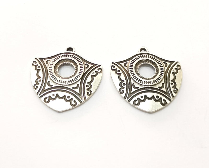 2 Silver Charms Antique Silver Plated Charms (28mm) G17835