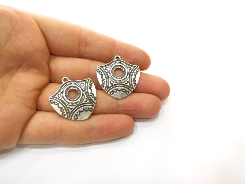 2 Silver Charms Antique Silver Plated Charms (28mm) G17835