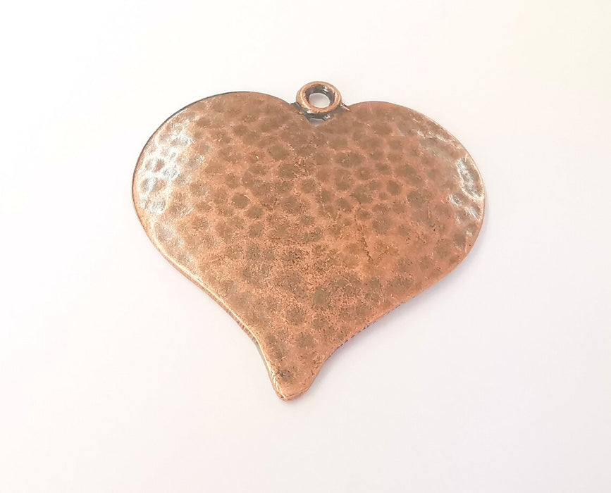 Heart Hammered Pendant Antique Copper Plated Pendant (61x58mm ) G23026