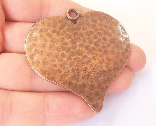 Heart Hammered Pendant Antique Copper Plated Pendant (61x58mm ) G23026