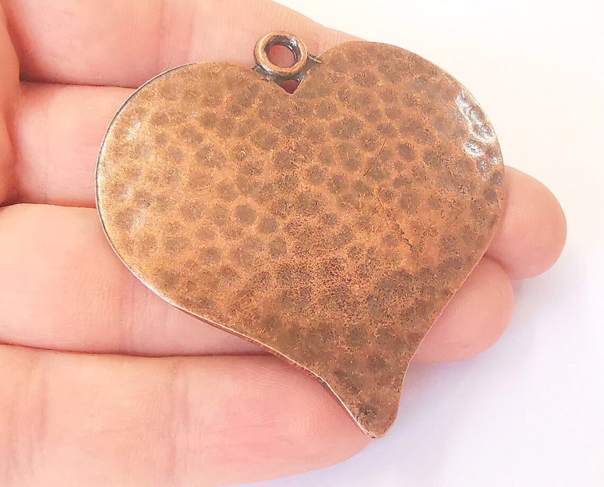 Heart Hammered Pendant Antique Copper Plated Pendant (61x58mm ) G23026