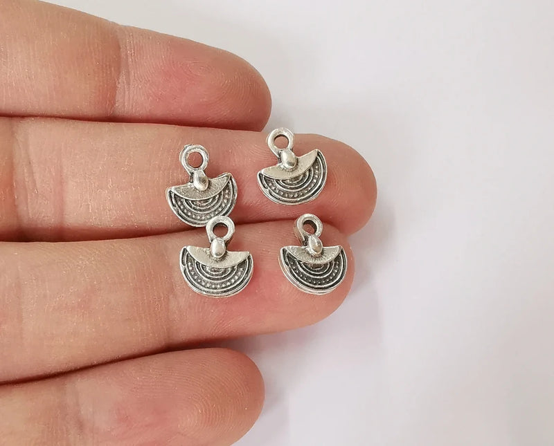 20 Semi circle charms Antique silver plated charms (12x11mm) G23689