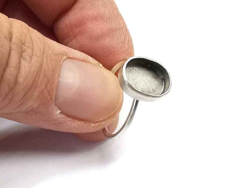 Oval Silver Ring Setting Blank Cabochon Mounting Adjustable Ring Base Bezel Antique Silver Plated Brass (11x8mm Blank) G27140