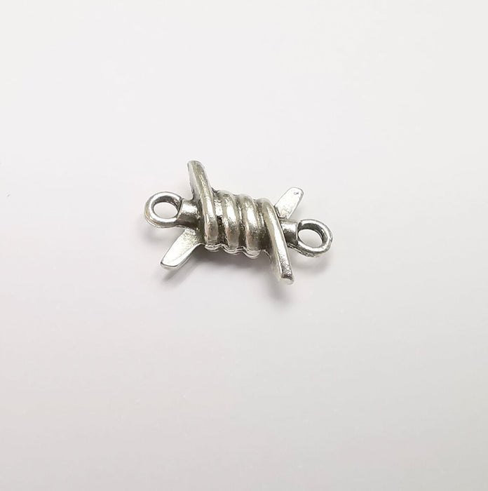 5 Barbed wire Charms Connector, Antique Silver Plated Earring Charms, Bracelet Charms (19x13mm) G29489