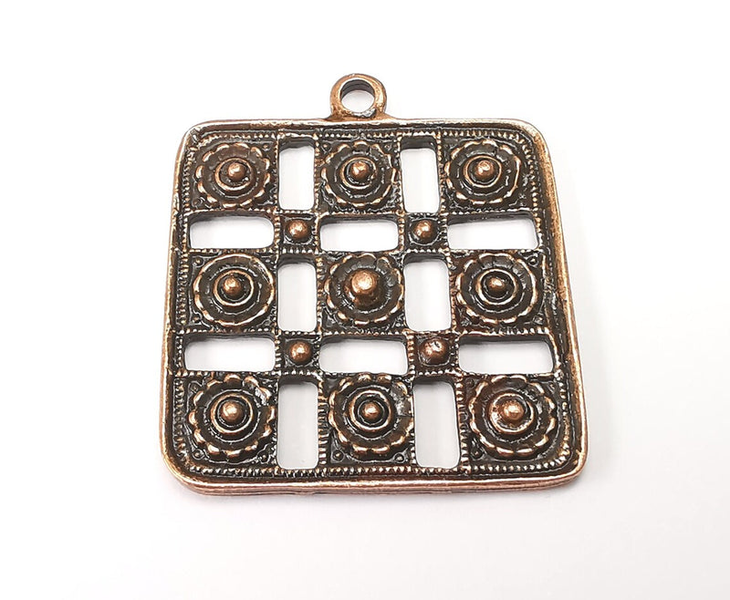 Flowers Square Charms Pendant Antique Copper Plated Charms (46x38mm) G33533