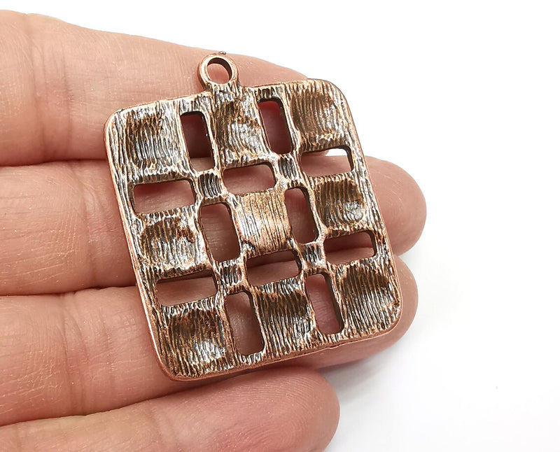 Flowers Square Charms Pendant Antique Copper Plated Charms (46x38mm) G33533