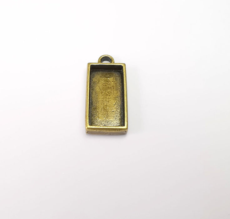 Rectangle Pendant Blanks, Resin Bezel Bases, Mosaic Mountings, Dry flower Frame, Polymer Clay base, Antique Bronze Plated (25x12mm) G33665