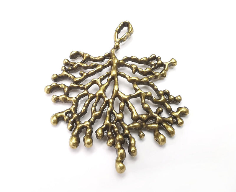 Coral Branch Unique Dangle Charms Pendant, Antique Bronze Plated DIY (68x58mm) G33693