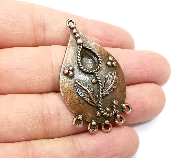 Drop Flower Pendant Blanks, Resin Bezel Bases, Mosaic Mountings, Dry flower Frame, Polymer Clay base, Antique Copper Plated (10x7mm) G33685