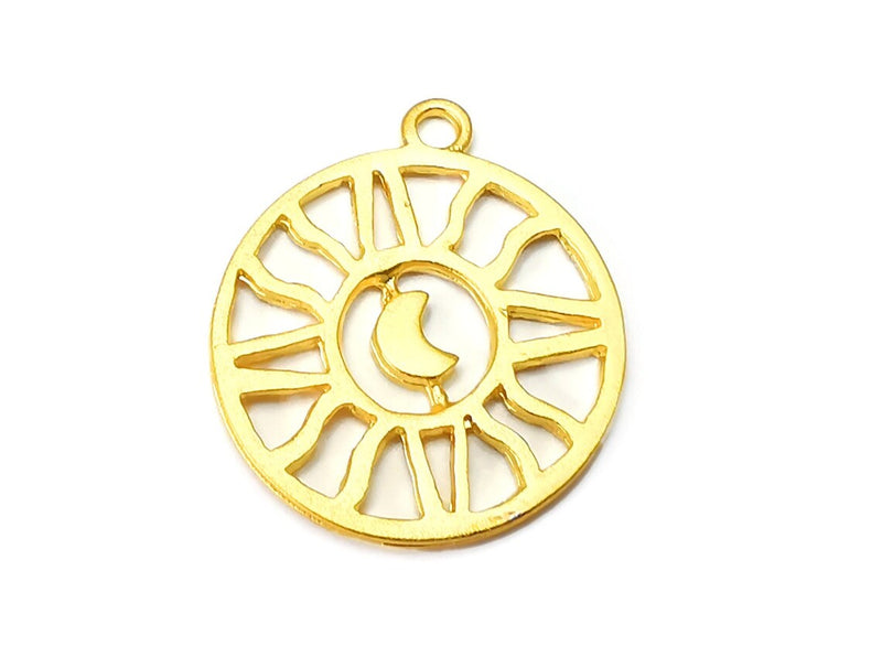 Sun Moon, Crescent Charms, Gold Plated DIY Charms (30x25mm) G33753