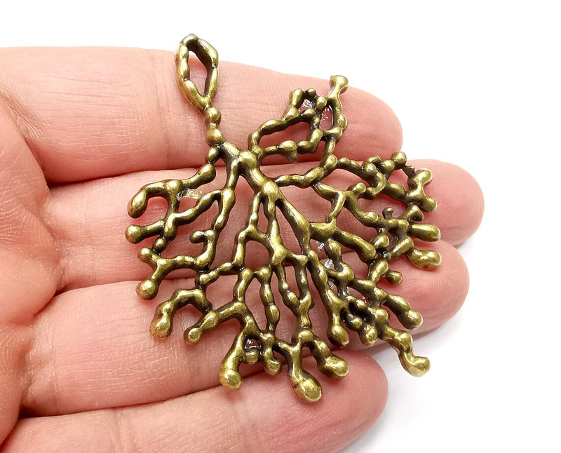 Coral Branch Unique Dangle Charms Pendant, Antique Bronze Plated DIY (68x58mm) G33693