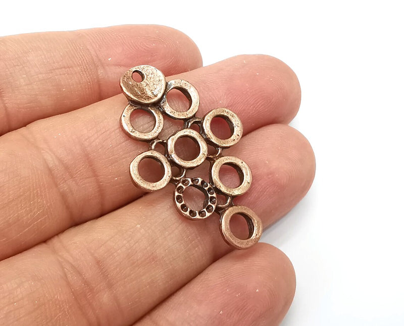 2 Circles Charms, Dangle Charms Antique Copper Plated (38x24mm) G28156