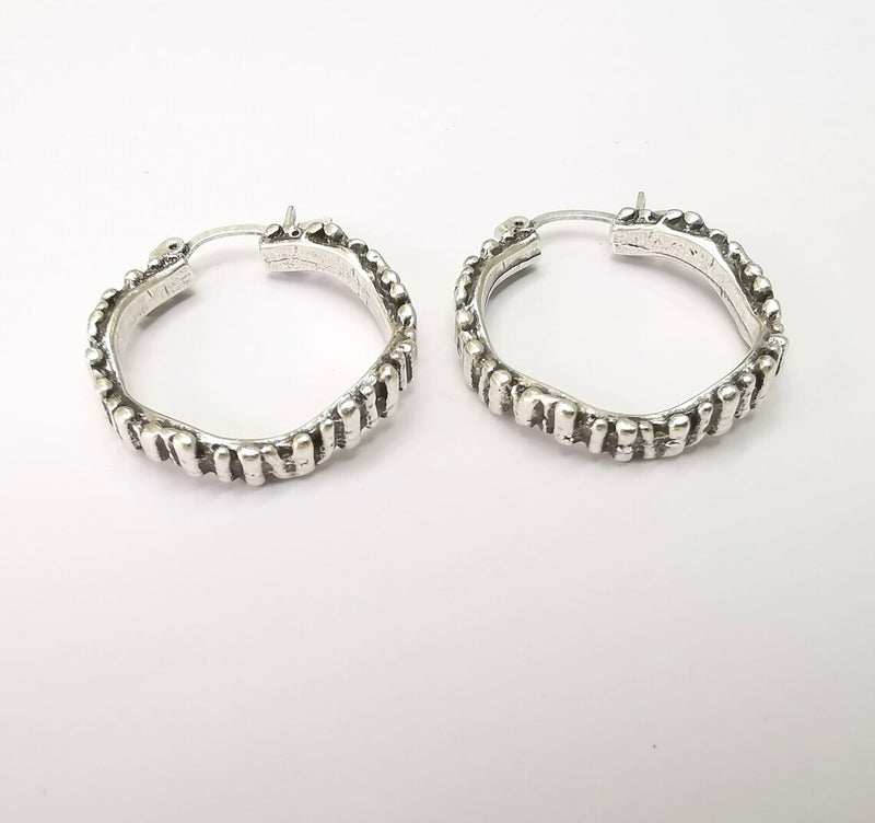 Silver Hoop Earrings, Antique Silver Plated Hoop Earring, Findings