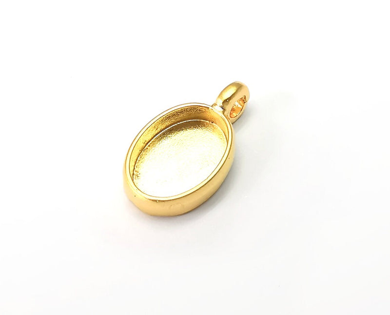 Oval Pendant Blanks, Resin Bezel Bases, Mosaic Mountings, Dry flower Frame, Polymer Clay base, Antique Gold Plated (14x10mm) G33747