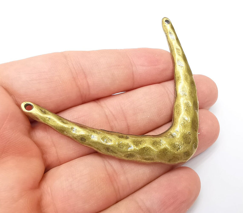 Hammered Large Pendant, Antique Bronze Plated Pendant (76x57mm) G33832