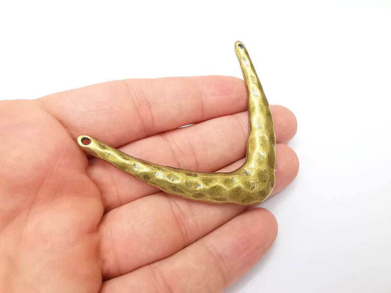 Hammered Large Pendant, Antique Bronze Plated Pendant (76x57mm) G33832