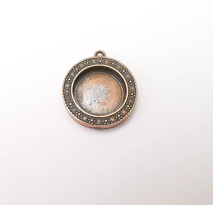 Flower Round Pendant Blanks, Resin Bezel Bases, Mosaic Mountings, Dry flower Frame, Polymer Clay base, Antique Copper Plated (20mm) G33833