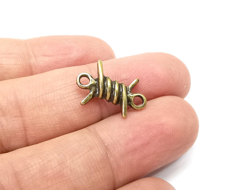 5 Barbed wire Charms Connector, Antique Bronze Plated Earring Charms, Bracelet Charms (19x12mm) G33863