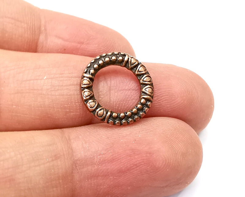 5 Circle (Double Sided) Connector Charms, Dangle Charms Antique Copper Plated Findings (16mm) G33786