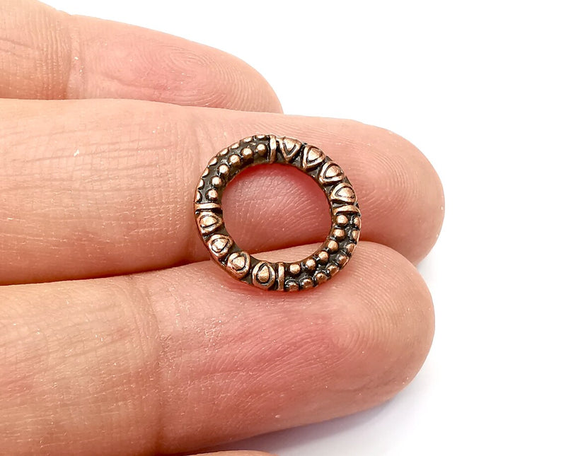 5 Circle (Double Sided) Connector Charms, Dangle Charms Antique Copper Plated Findings (16mm) G33786