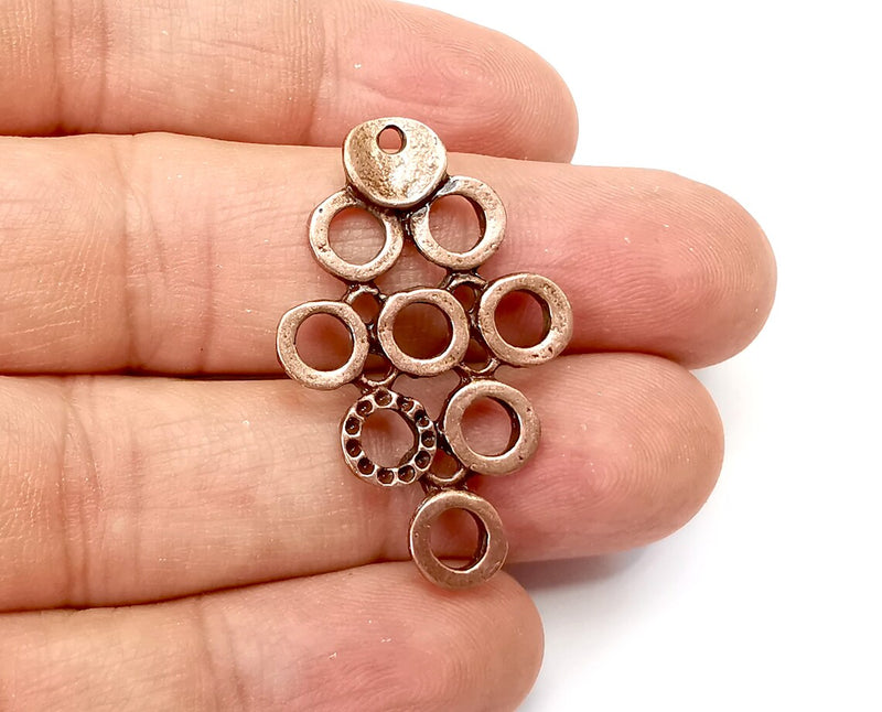2 Circles Charms, Dangle Charms Antique Copper Plated (38x24mm) G28156