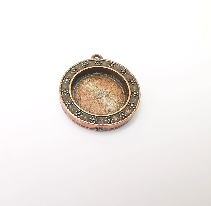 Flower Round Pendant Blanks, Resin Bezel Bases, Mosaic Mountings, Dry flower Frame, Polymer Clay base, Antique Copper Plated (20mm) G33833