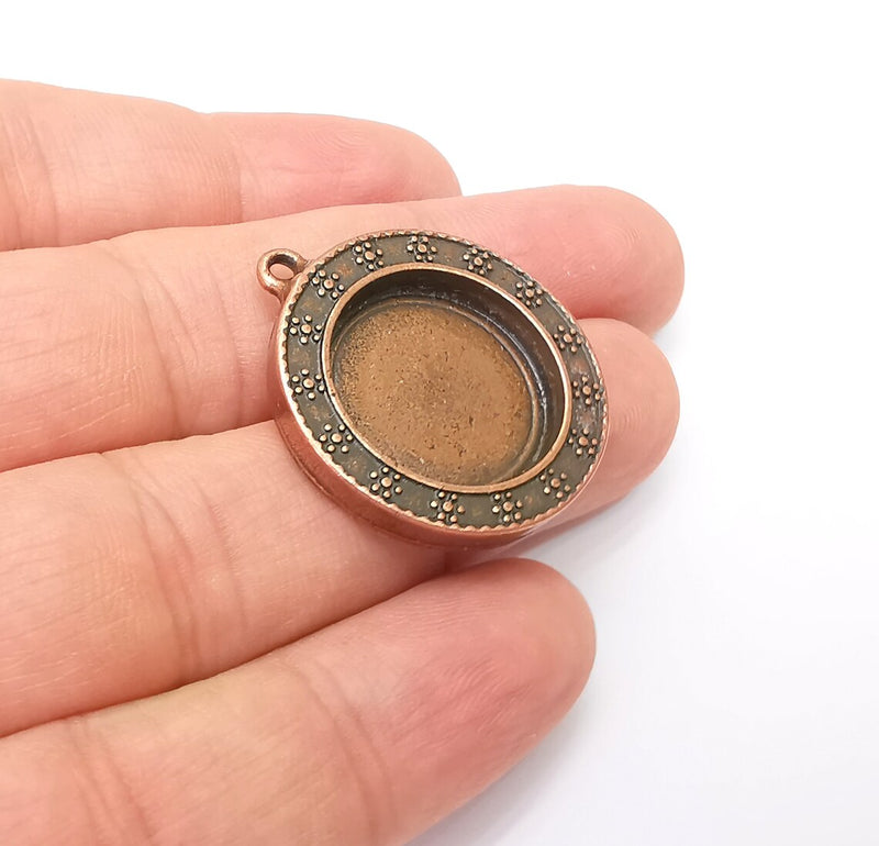 Flower Round Pendant Blanks, Resin Bezel Bases, Mosaic Mountings, Dry flower Frame, Polymer Clay base, Antique Copper Plated (20mm) G33833