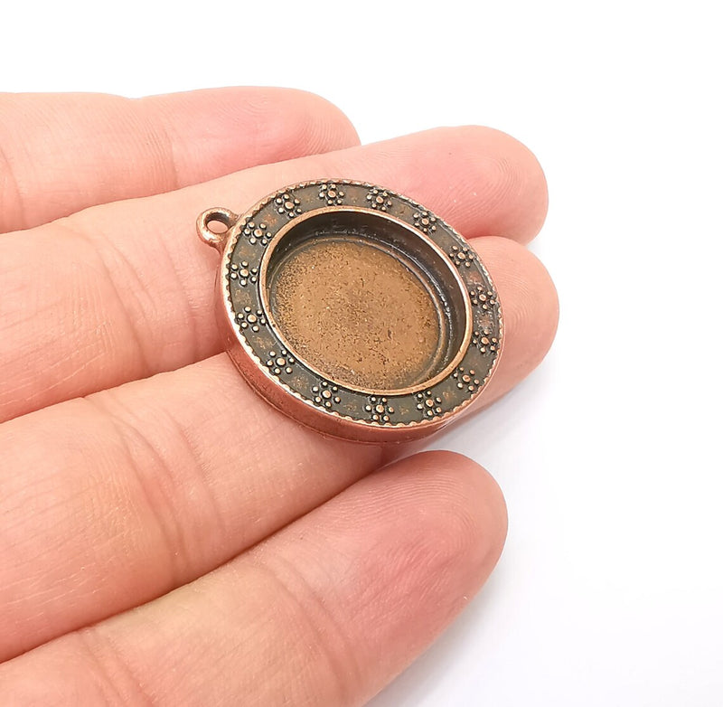 Flower Round Pendant Blanks, Resin Bezel Bases, Mosaic Mountings, Dry flower Frame, Polymer Clay base, Antique Copper Plated (20mm) G33833