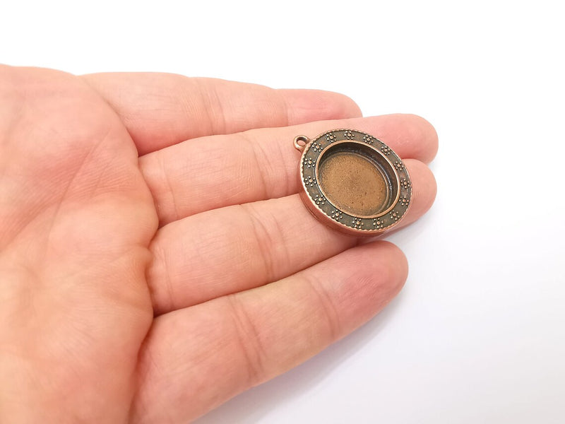 Flower Round Pendant Blanks, Resin Bezel Bases, Mosaic Mountings, Dry flower Frame, Polymer Clay base, Antique Copper Plated (20mm) G33833