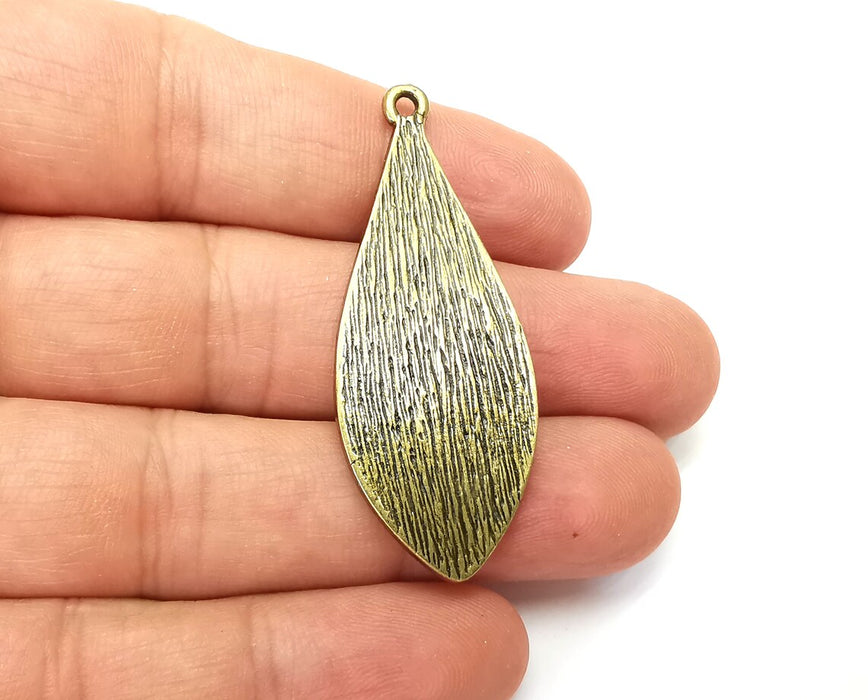 Leaf Drop Charms, Dangle Charms Antique Bronze Plated (52x20mm) G33905