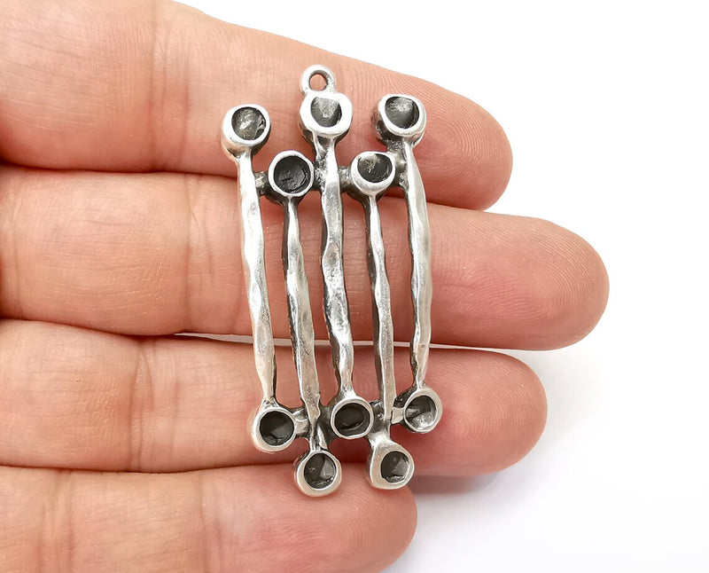 Sticks Pendant Blanks, Resin Bezel Bases, Mosaic Mountings, Dry flower Frame, Polymer Clay base, Antique Silver Plated (3mm) G33922