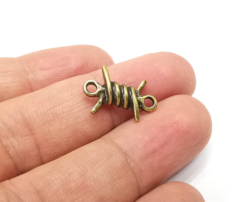 5 Barbed wire Charms Connector, Antique Bronze Plated Earring Charms, Bracelet Charms (19x12mm) G33863